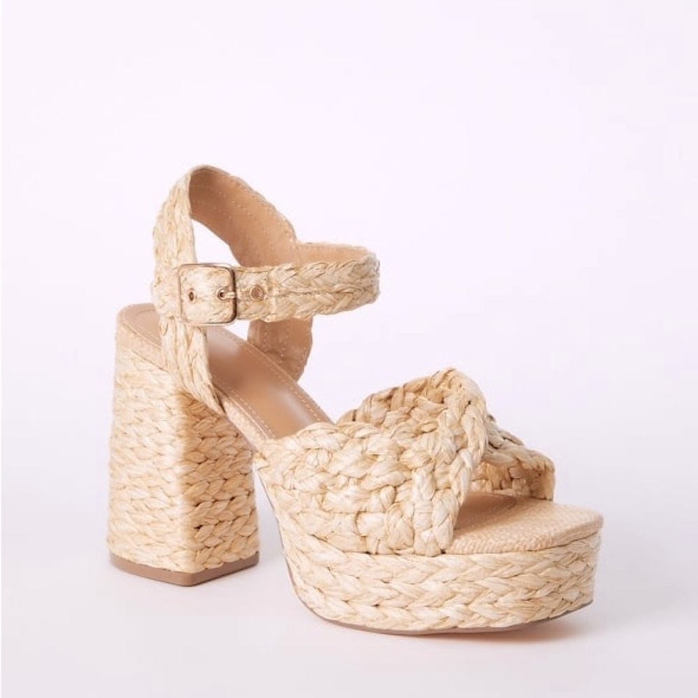 JustFab Women’s Rosalie Chunky Heel Espadrille Platform Sandals Shoes Size 11